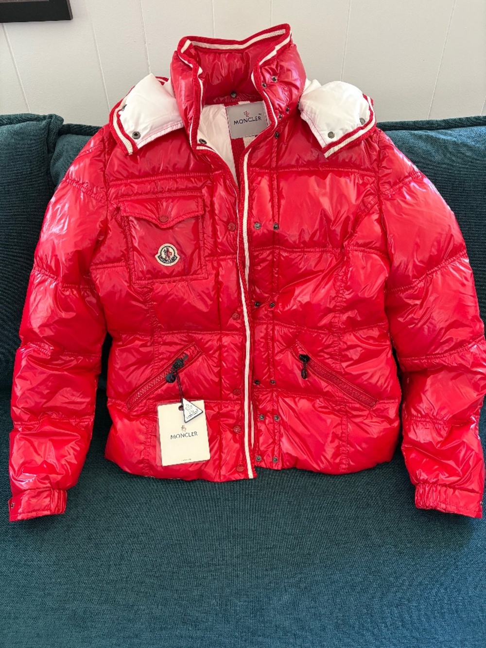 NWT Women’s Moncler Red Down Jacket Size M